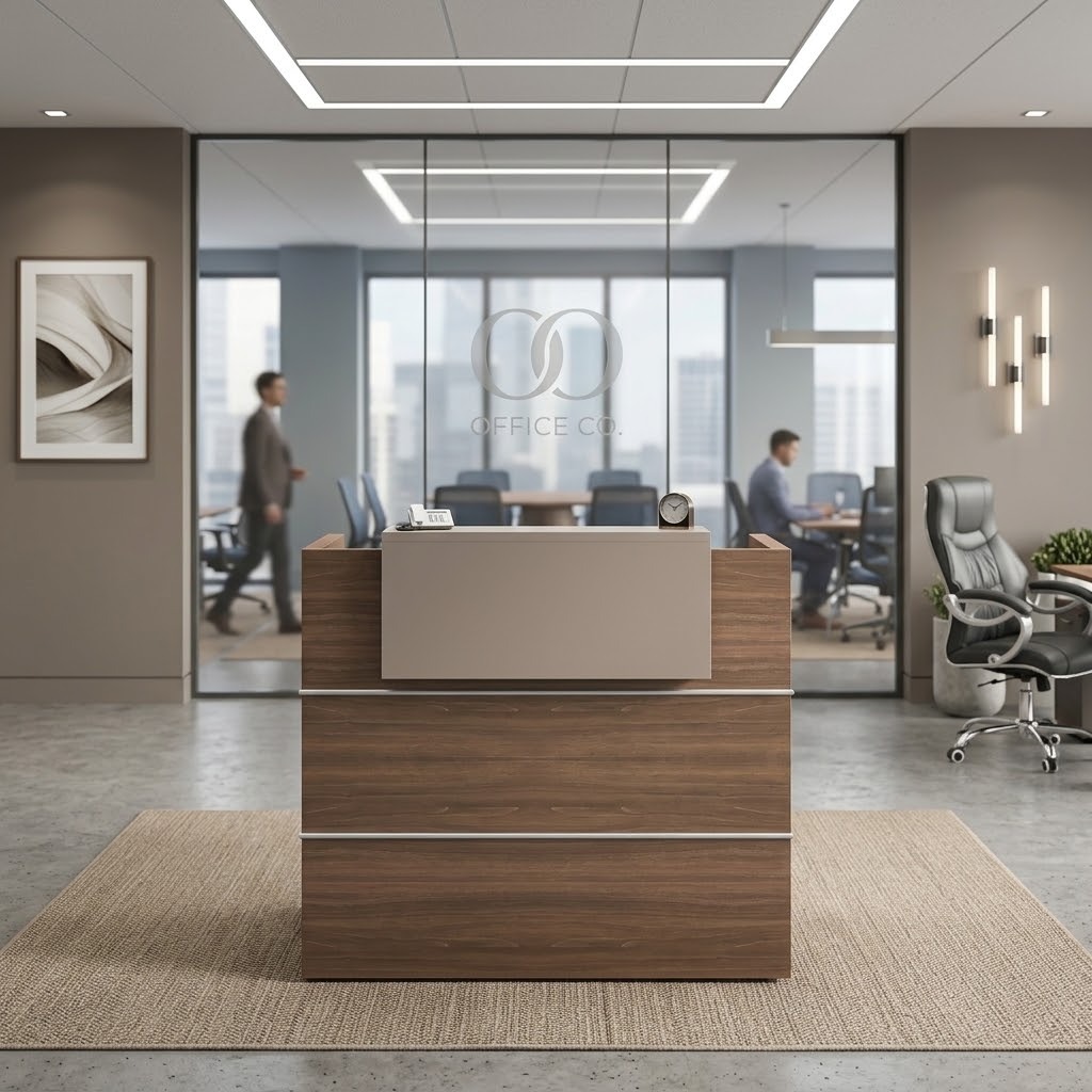 Modern reception desk with spacious workspace and storage for professional offices in Nairobi Kenya