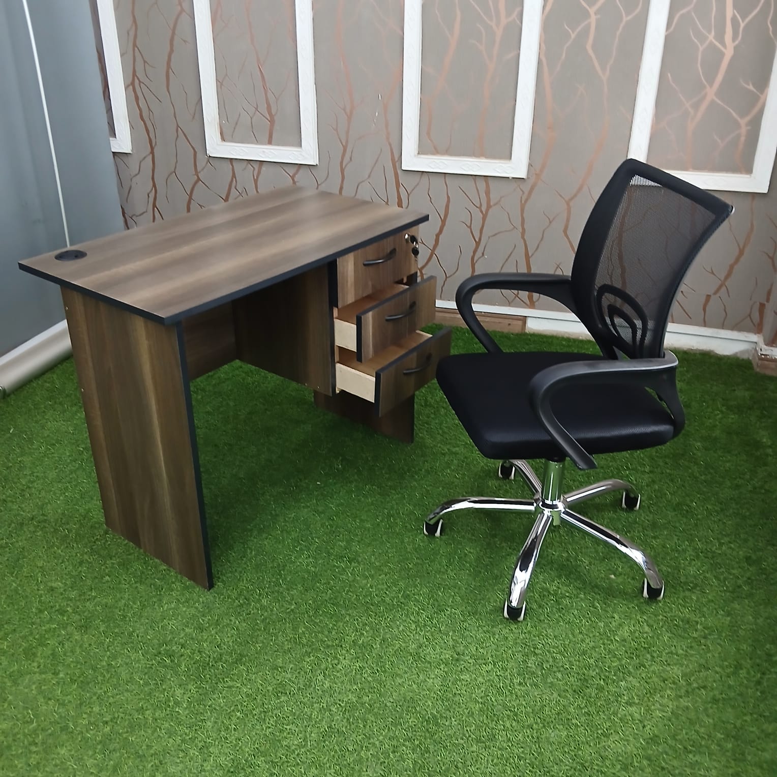Complete office combination with desk, office seat and storage cabinet for modern workspaces in Nairobi Kenya