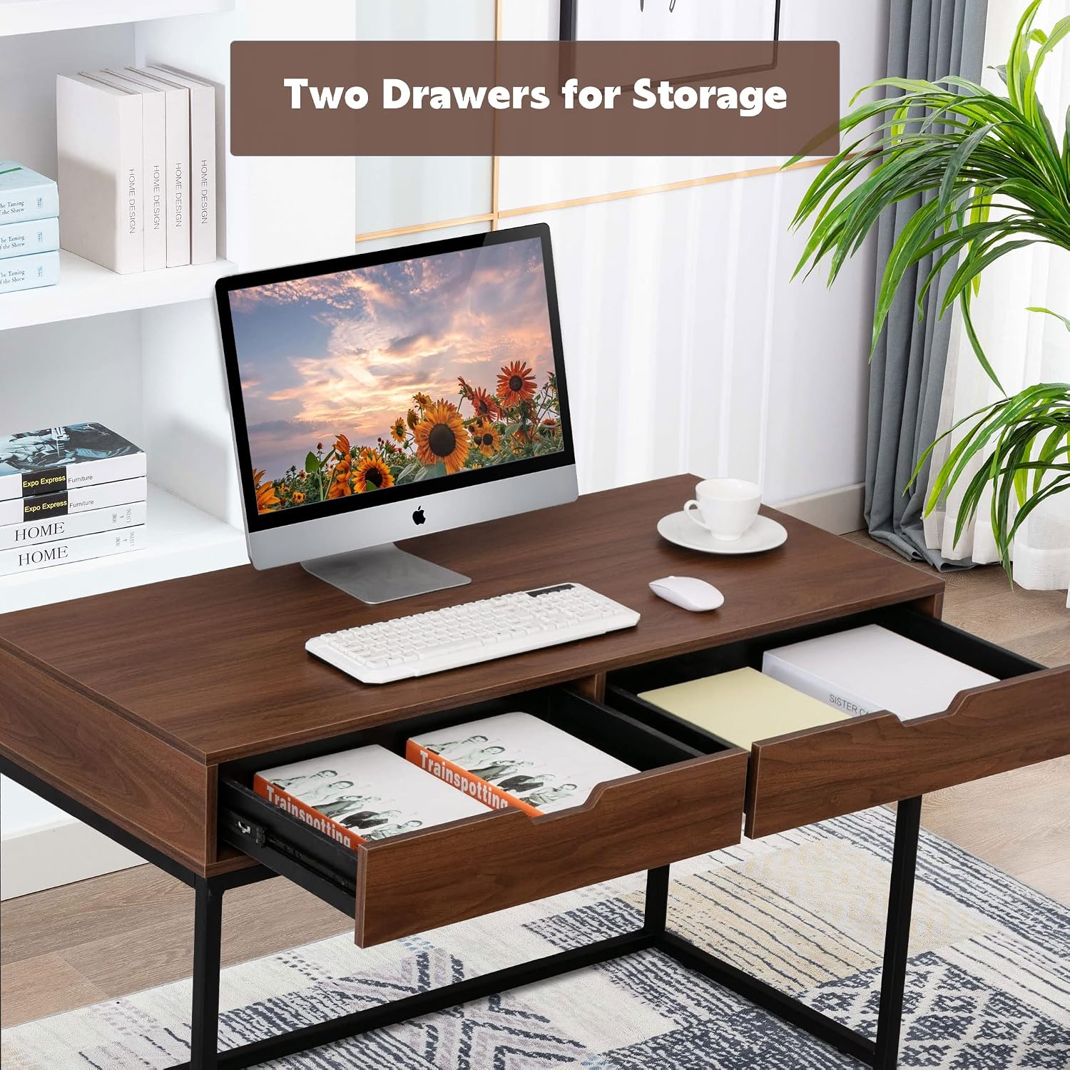 Modern 2-drawer study desk with spacious work surface and storage drawers in a home office in Nairobi, Kenya