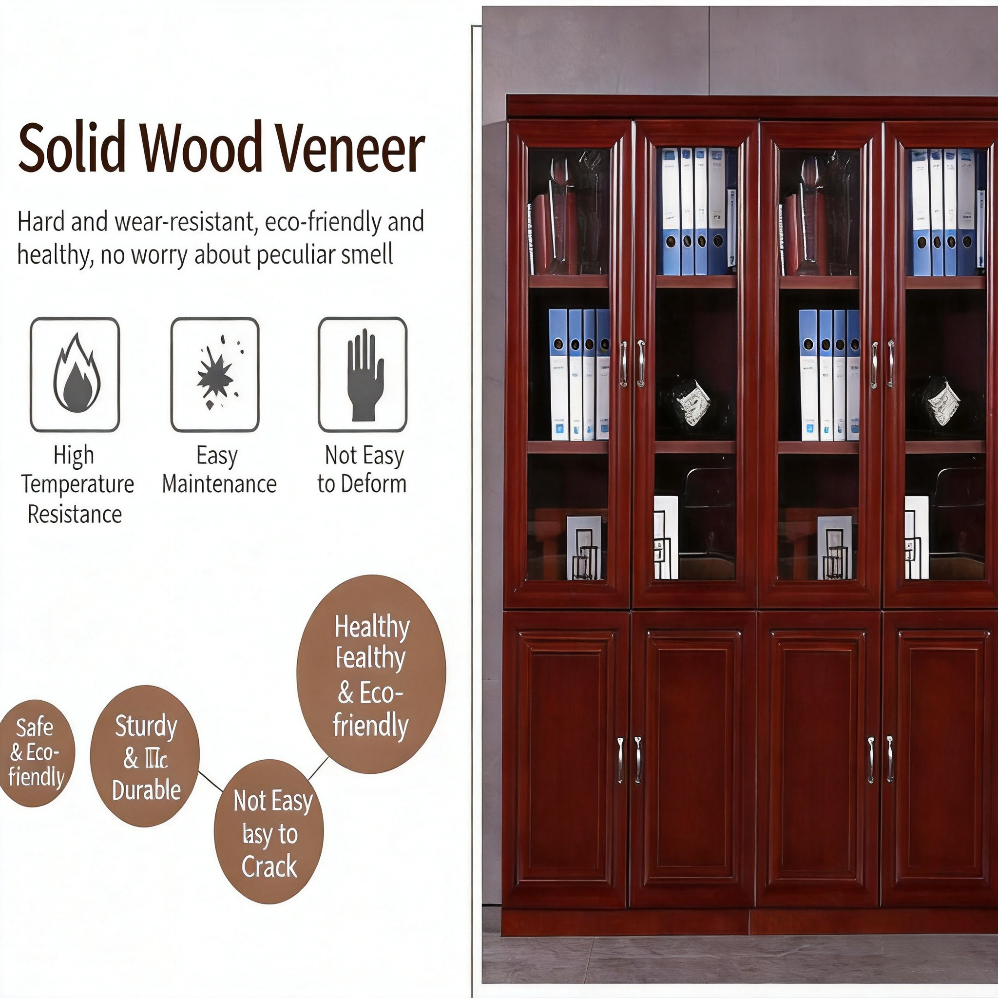 3-door wooden filing cabinet with spacious storage compartments for office documents in Nairobi, Kenya