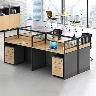 Modern 4-Person Office Desk with Privacy Panels and Storage in Nairobi, Kenya