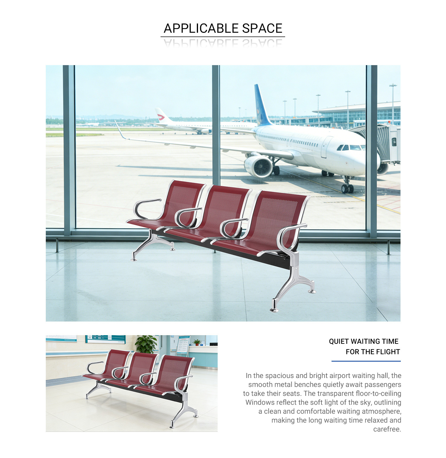 3-Link Non-Padded Office Waiting Bench in Nairobi Kenya