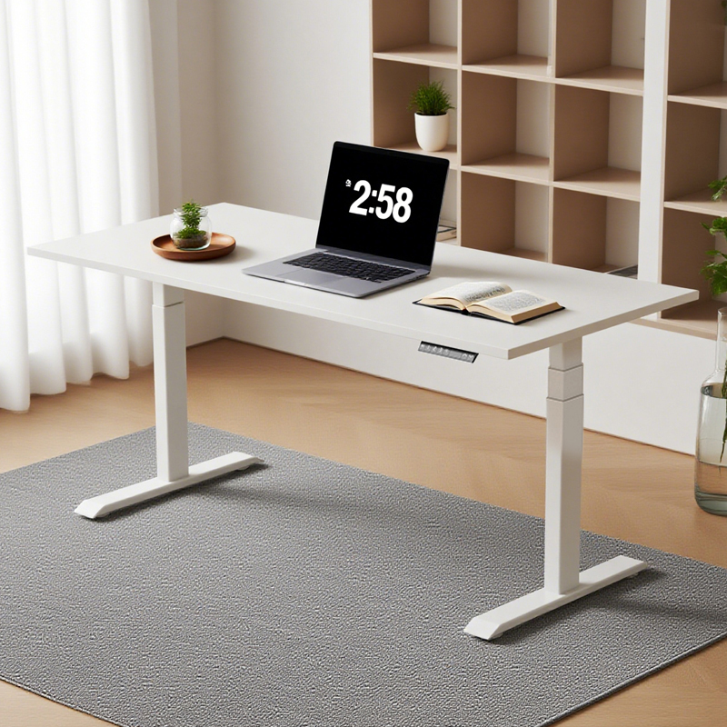 White Adjustable Electric Office Table – Modern Height-Adjustable Standing Desk in Nairobi Kenya