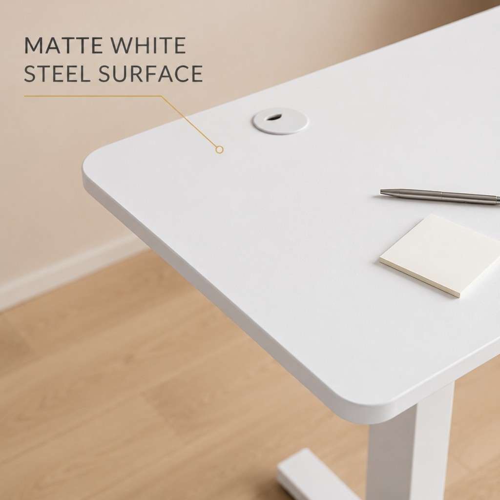 White Adjustable Electric Office Table – Modern Height-Adjustable Standing Desk in Nairobi Kenya