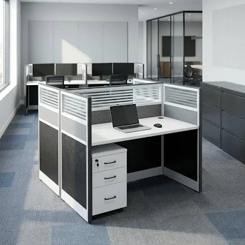 Modern 2-way office workstation with two spacious workspaces and organized cable management in Nairobi, Kenya