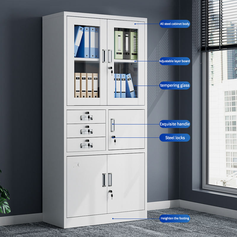 Metallic Office Filing Cabinet with Safe
